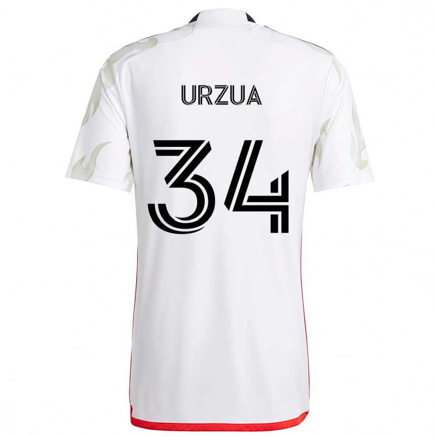 Niño Fútbol Camiseta Alejandro Urzua #34 Blanco Rojo Negro 2ª Equipación 2024/25 Argentina