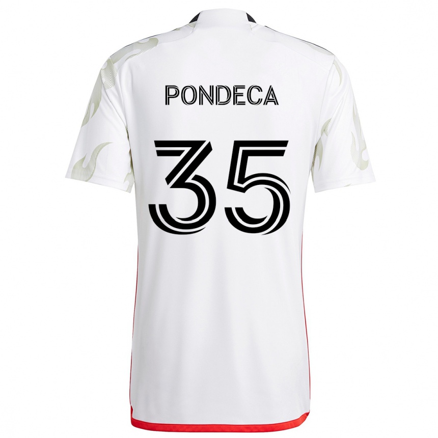 Niño Fútbol Camiseta Tomas Pondeca #35 Blanco Rojo Negro 2ª Equipación 2024/25 Argentina