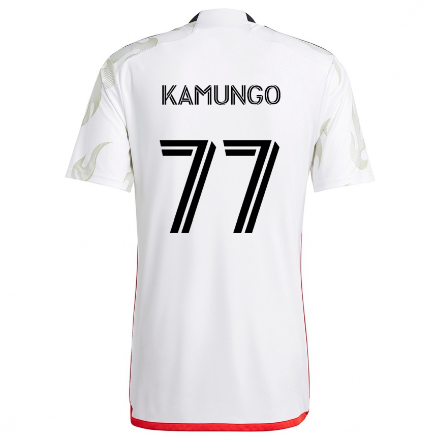 Niño Fútbol Camiseta Bernard Kamungo #77 Blanco Rojo Negro 2ª Equipación 2024/25 Argentina