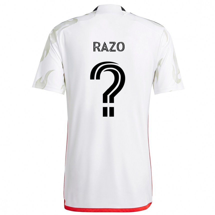 Niño Fútbol Camiseta Edgar Razo #0 Blanco Rojo Negro 2ª Equipación 2024/25 Argentina