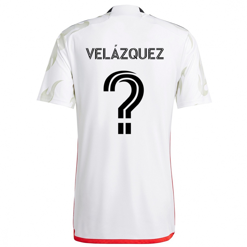 Niño Fútbol Camiseta Ougir Velázquez #0 Blanco Rojo Negro 2ª Equipación 2024/25 Argentina