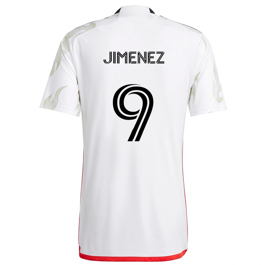 Niño Fútbol Camiseta Jesús Jiménez #9 Blanco Rojo Negro 2ª Equipación 2024/25 Argentina