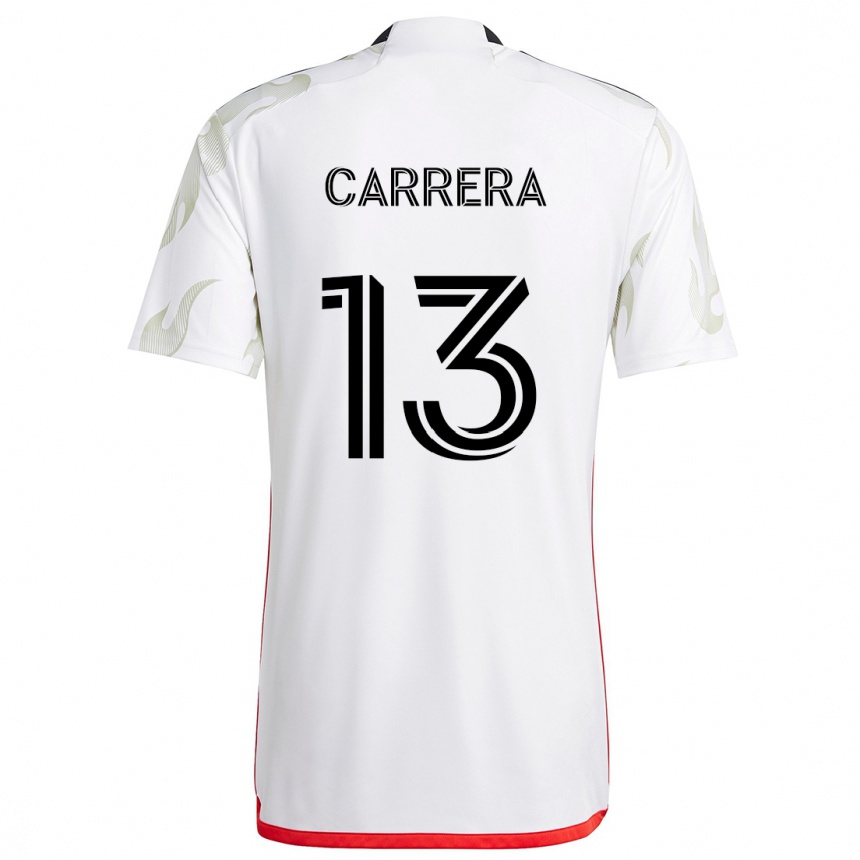 Niño Fútbol Camiseta Antonio Carrera #13 Blanco Rojo Negro 2ª Equipación 2024/25 Argentina