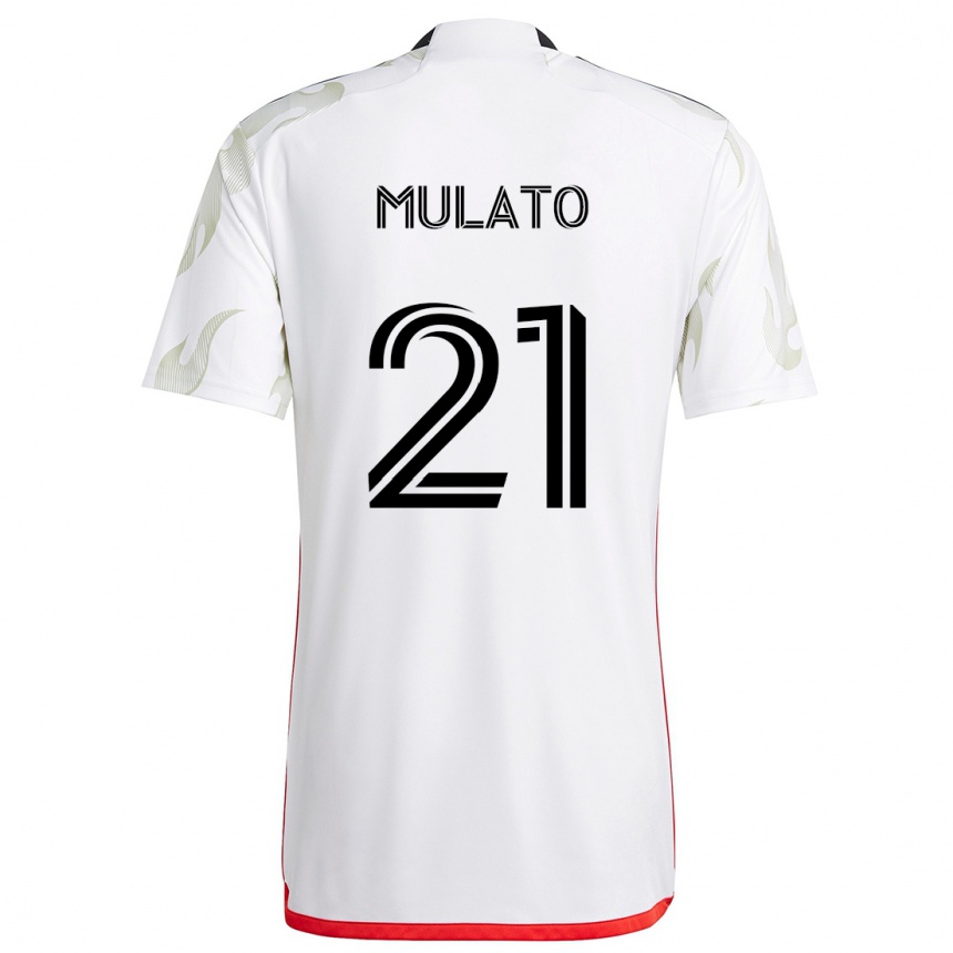 Niño Fútbol Camiseta José Mulato #21 Blanco Rojo Negro 2ª Equipación 2024/25 Argentina