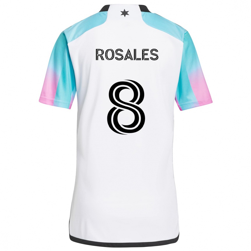 Niño Fútbol Camiseta Joseph Rosales #8 Blanco Azul Negro 2ª Equipación 2024/25 Argentina