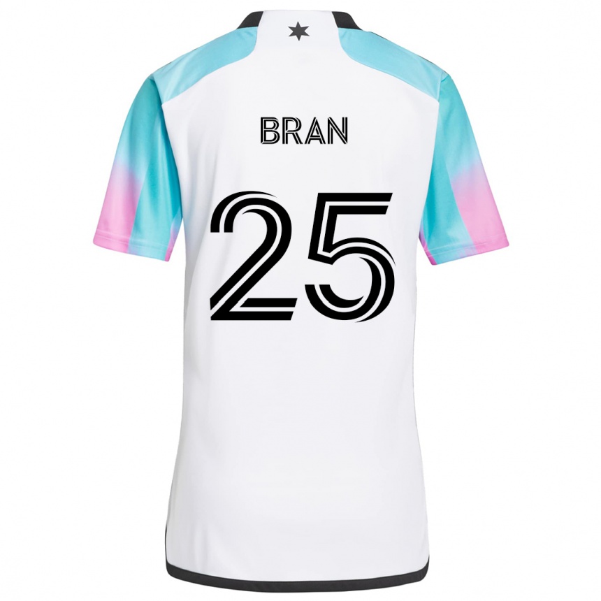 Niño Fútbol Camiseta Alejandro Bran #25 Blanco Azul Negro 2ª Equipación 2024/25 Argentina