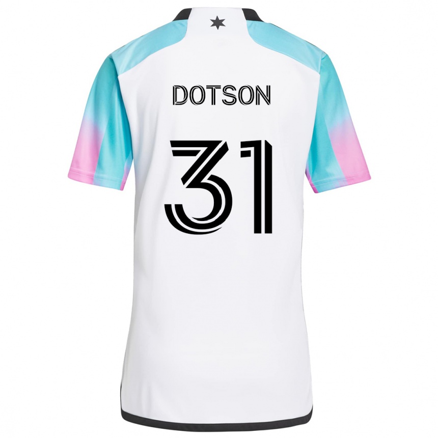 Niño Fútbol Camiseta Hassani Dotson #31 Blanco Azul Negro 2ª Equipación 2024/25 Argentina