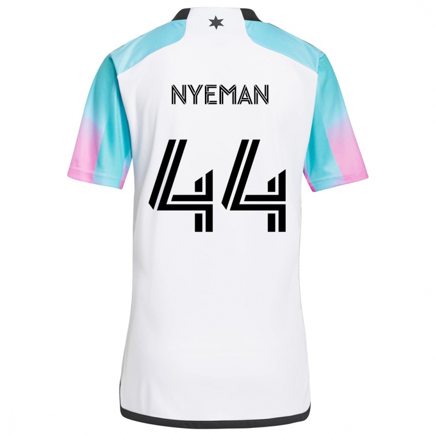 Niño Fútbol Camiseta Moses Nyeman #44 Blanco Azul Negro 2ª Equipación 2024/25 Argentina