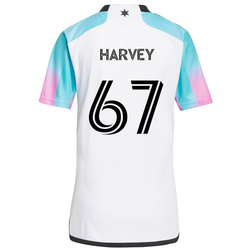 Niño Fútbol Camiseta Carlos Harvey #67 Blanco Azul Negro 2ª Equipación 2024/25 Argentina