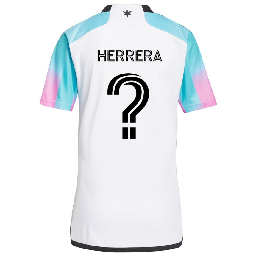 Niño Fútbol Camiseta Oscar Herrera #0 Blanco Azul Negro 2ª Equipación 2024/25 Argentina