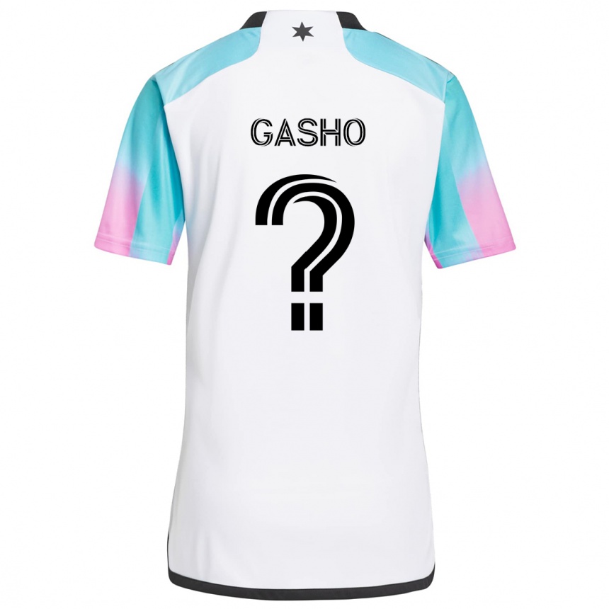 Niño Fútbol Camiseta Jonah Gasho #0 Blanco Azul Negro 2ª Equipación 2024/25 Argentina