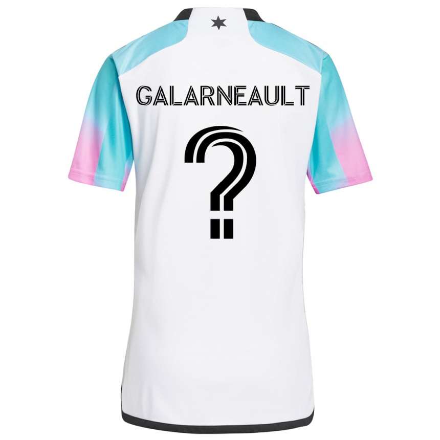 Niño Fútbol Camiseta Benjamin Galarneault #0 Blanco Azul Negro 2ª Equipación 2024/25 Argentina