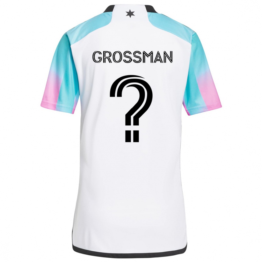 Niño Fútbol Camiseta Jack Grossman #0 Blanco Azul Negro 2ª Equipación 2024/25 Argentina