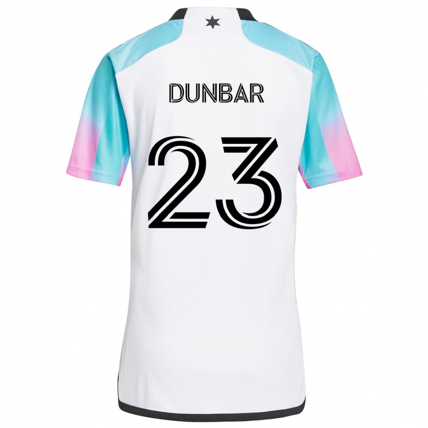 Niño Fútbol Camiseta Cameron Dunbar #23 Blanco Azul Negro 2ª Equipación 2024/25 Argentina