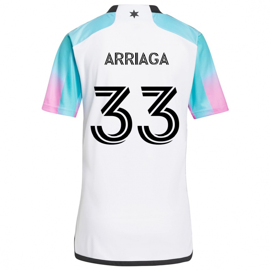 Niño Fútbol Camiseta Kervin Arriaga #33 Blanco Azul Negro 2ª Equipación 2024/25 Argentina