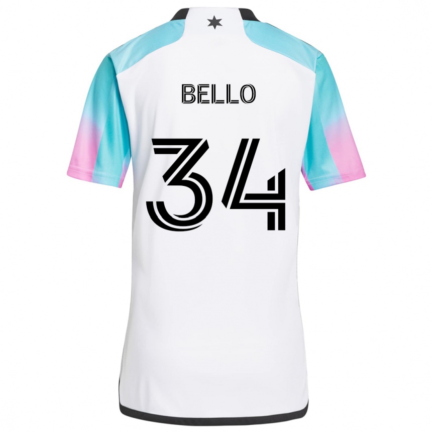 Niño Fútbol Camiseta Zaydan Bello #34 Blanco Azul Negro 2ª Equipación 2024/25 Argentina