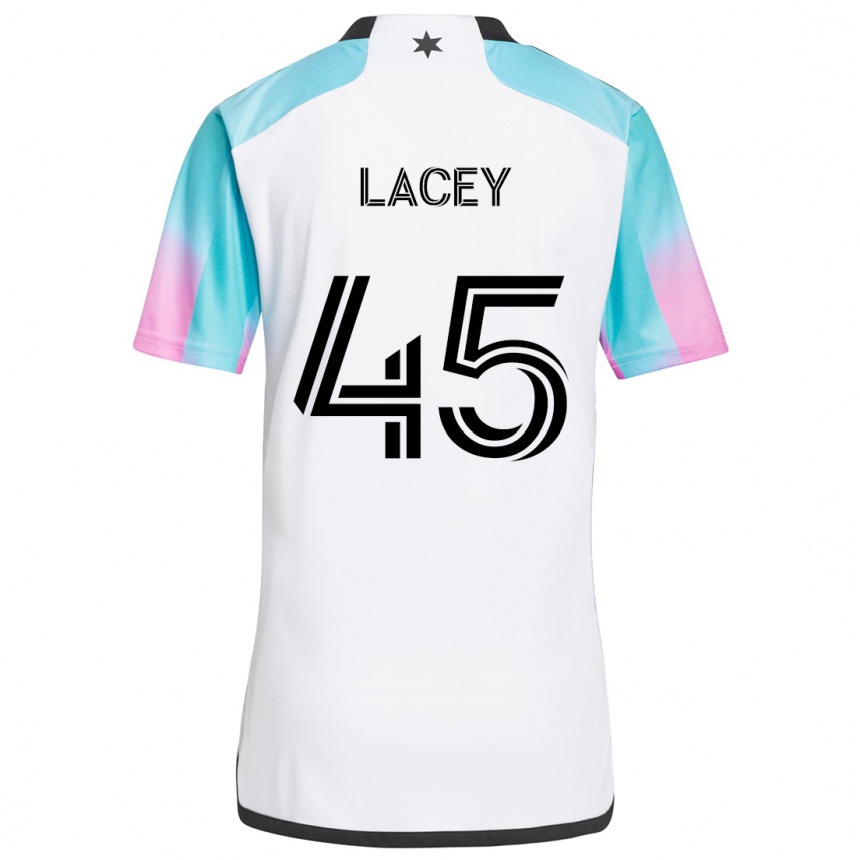 Niño Fútbol Camiseta Kameron Lacey #45 Blanco Azul Negro 2ª Equipación 2024/25 Argentina