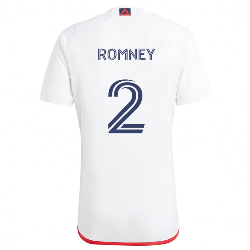 Niño Fútbol Camiseta Dave Romney #2 Blanco Rojo 2ª Equipación 2024/25 Argentina