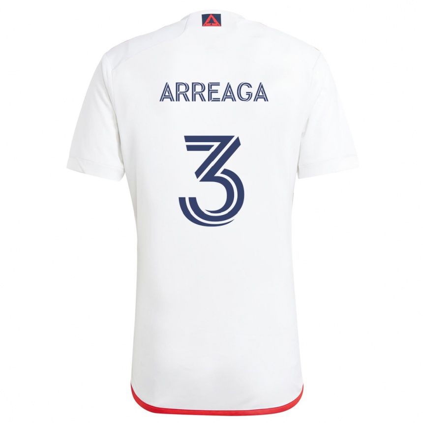 Niño Fútbol Camiseta Xavier Arreaga #3 Blanco Rojo 2ª Equipación 2024/25 Argentina