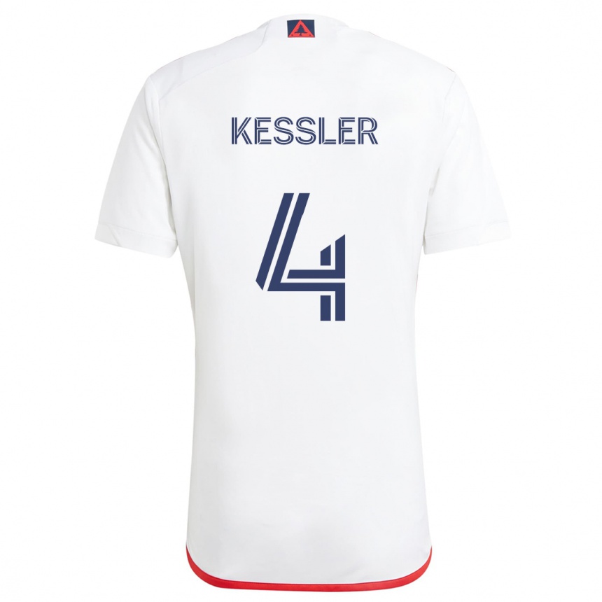 Niño Fútbol Camiseta Henry Kessler #4 Blanco Rojo 2ª Equipación 2024/25 Argentina