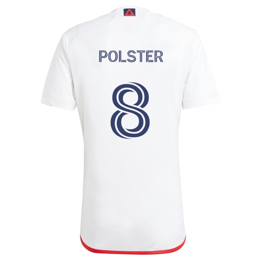 Niño Fútbol Camiseta Matt Polster #8 Blanco Rojo 2ª Equipación 2024/25 Argentina