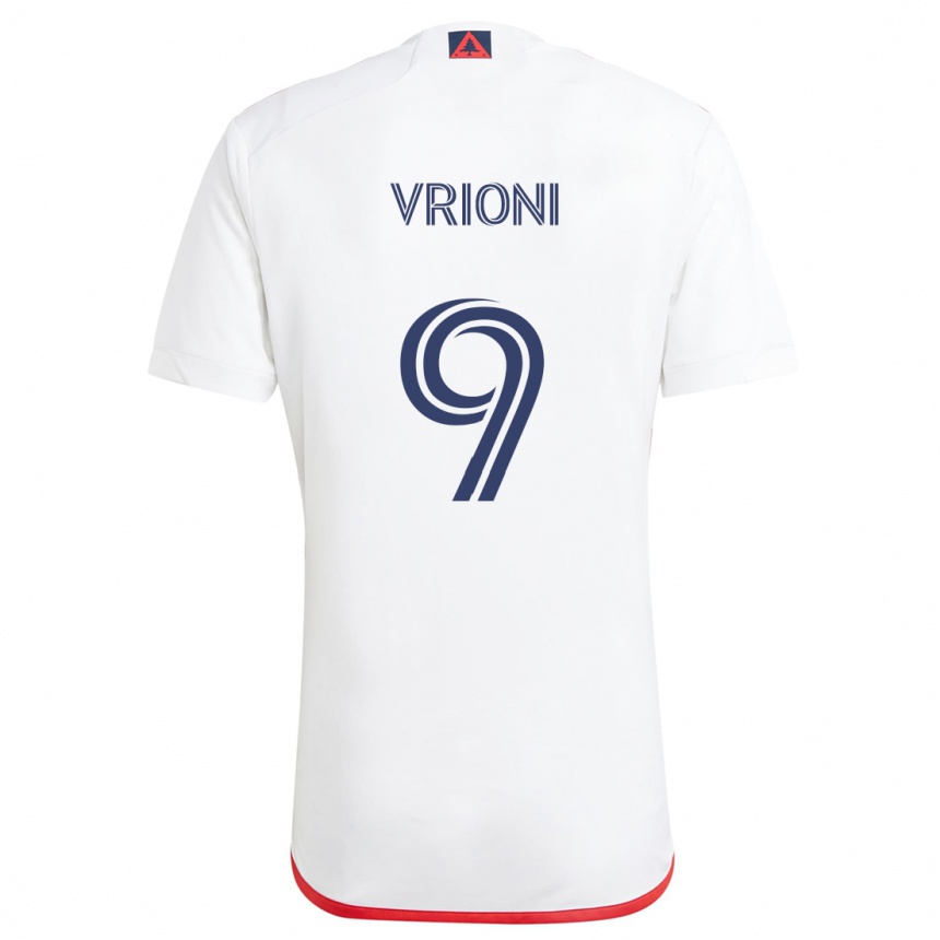 Niño Fútbol Camiseta Giacomo Vrioni #9 Blanco Rojo 2ª Equipación 2024/25 Argentina