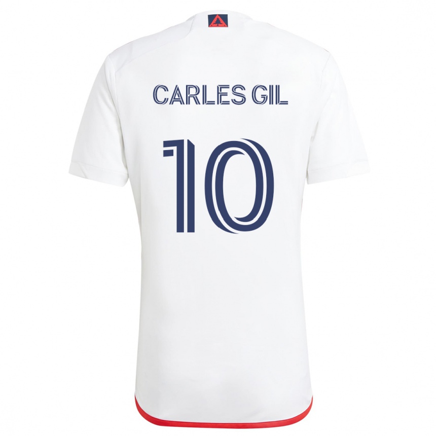 Niño Fútbol Camiseta Carles Gil #10 Blanco Rojo 2ª Equipación 2024/25 Argentina