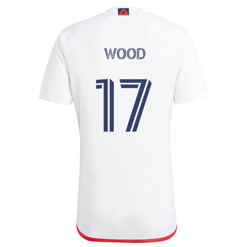 Niño Fútbol Camiseta Bobby Wood #17 Blanco Rojo 2ª Equipación 2024/25 Argentina