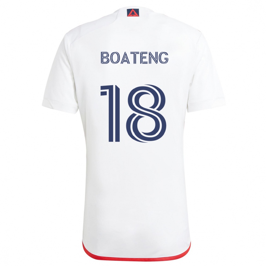 Niño Fútbol Camiseta Emmanuel Boateng #18 Blanco Rojo 2ª Equipación 2024/25 Argentina