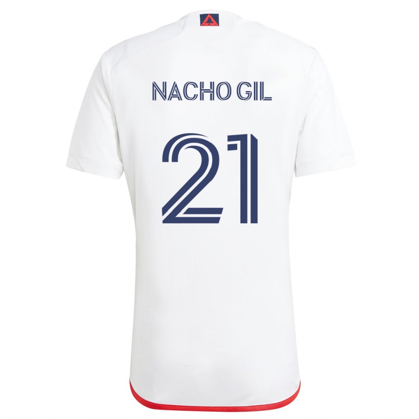 Niño Fútbol Camiseta Nacho Gil #21 Blanco Rojo 2ª Equipación 2024/25 Argentina