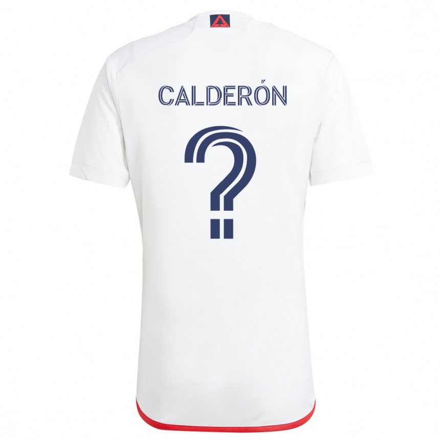 Niño Fútbol Camiseta Gio Calderón #0 Blanco Rojo 2ª Equipación 2024/25 Argentina