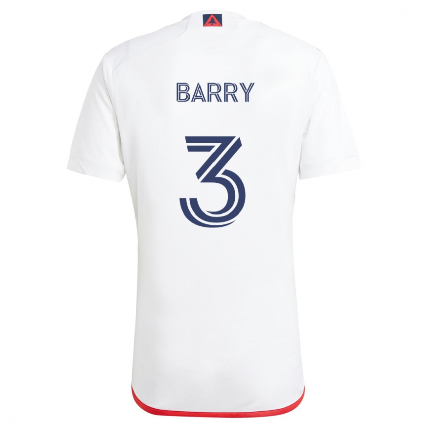 Niño Fútbol Camiseta Hesron Barry #3 Blanco Rojo 2ª Equipación 2024/25 Argentina