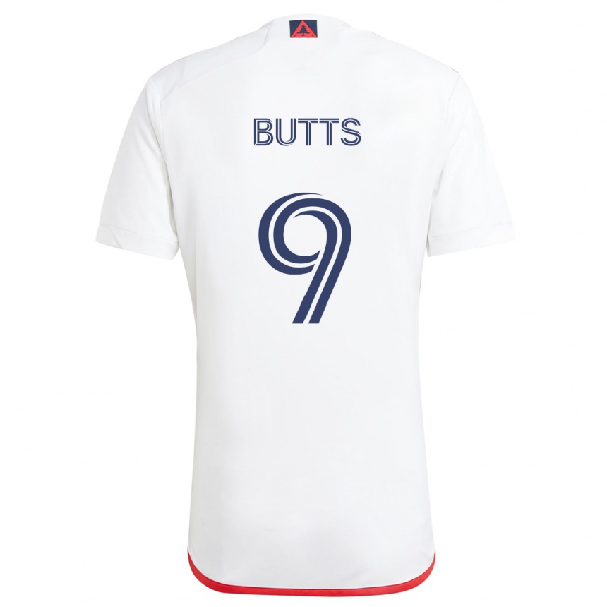 Niño Fútbol Camiseta Liam Butts #9 Blanco Rojo 2ª Equipación 2024/25 Argentina