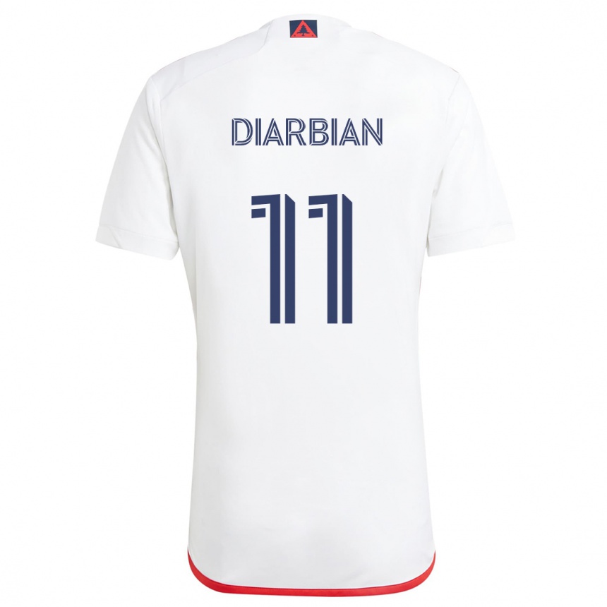 Niño Fútbol Camiseta Gevork Diarbian #11 Blanco Rojo 2ª Equipación 2024/25 Argentina