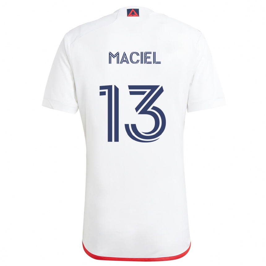 Niño Fútbol Camiseta Maciel #13 Blanco Rojo 2ª Equipación 2024/25 Argentina