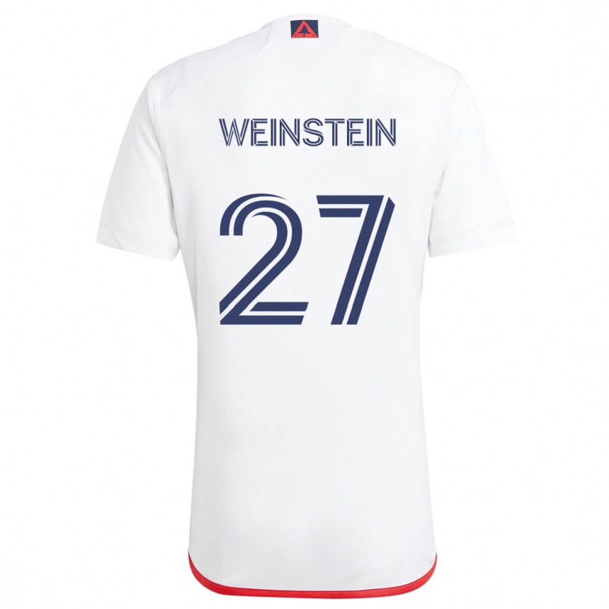 Niño Fútbol Camiseta Max Weinstein #27 Blanco Rojo 2ª Equipación 2024/25 Argentina