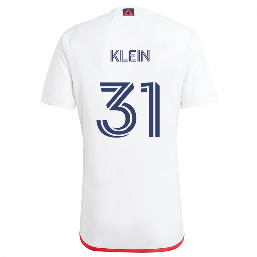 Niño Fútbol Camiseta Eric Klein #31 Blanco Rojo 2ª Equipación 2024/25 Argentina