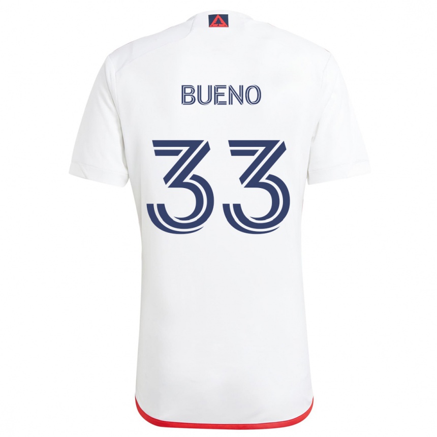 Niño Fútbol Camiseta Brandonn Bueno #33 Blanco Rojo 2ª Equipación 2024/25 Argentina