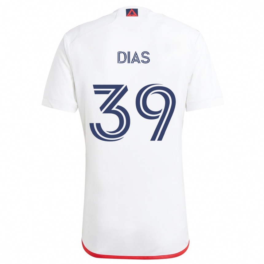 Niño Fútbol Camiseta Marcos Dias #39 Blanco Rojo 2ª Equipación 2024/25 Argentina