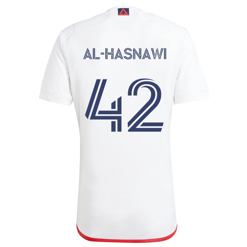 Niño Fútbol Camiseta Moshtaba Al-Hasnawi #42 Blanco Rojo 2ª Equipación 2024/25 Argentina