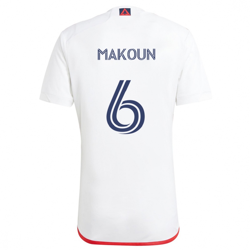 Niño Fútbol Camiseta Christian Makoun #6 Blanco Rojo 2ª Equipación 2024/25 Argentina