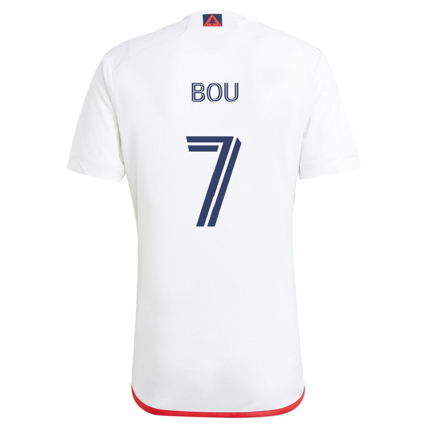 Niño Fútbol Camiseta Gustavo Bou #7 Blanco Rojo 2ª Equipación 2024/25 Argentina