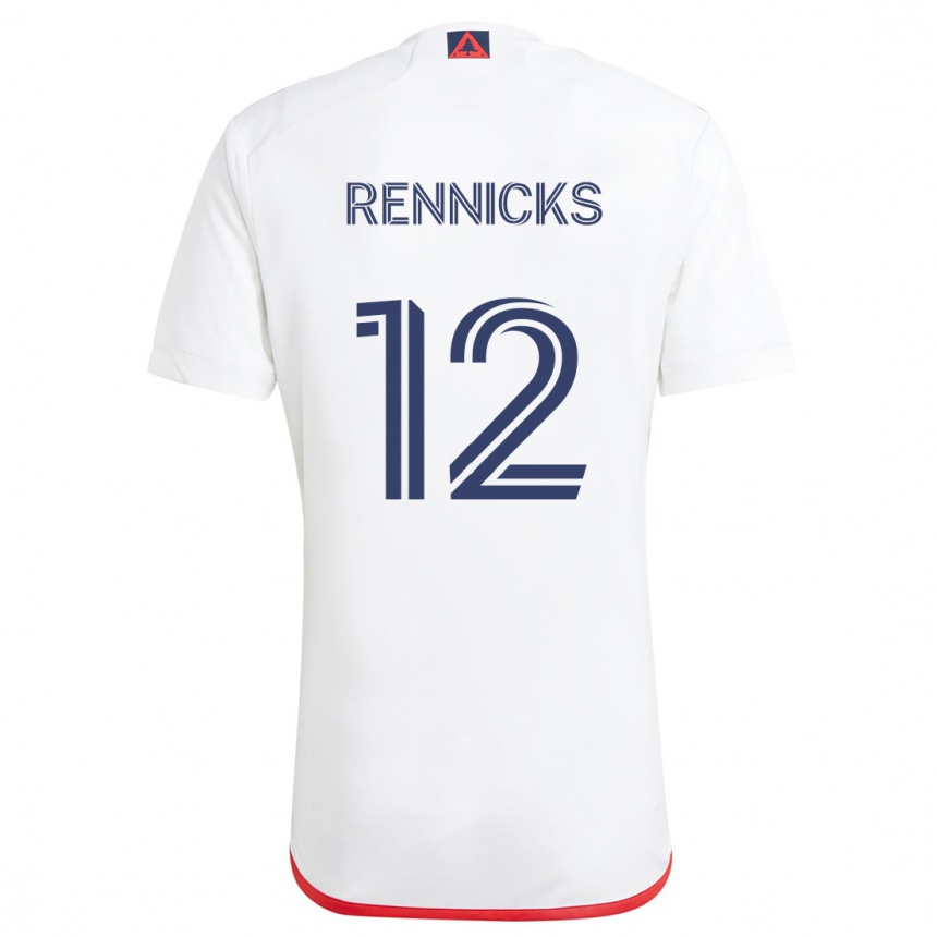 Niño Fútbol Camiseta Justin Rennicks #12 Blanco Rojo 2ª Equipación 2024/25 Argentina