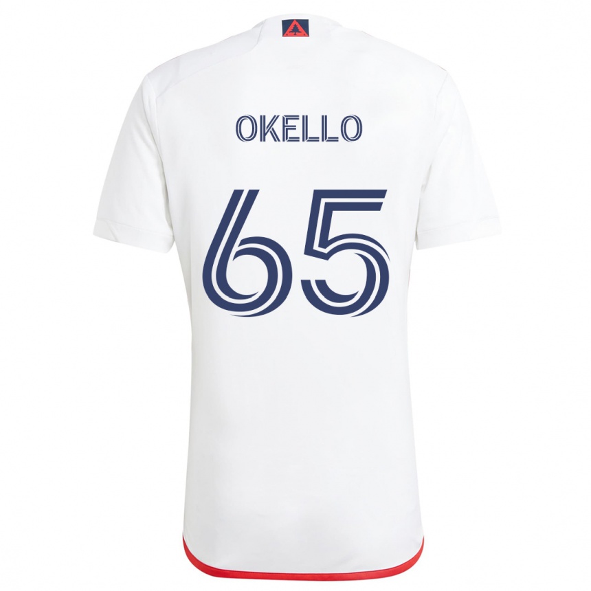 Niño Fútbol Camiseta Noble Okello #65 Blanco Rojo 2ª Equipación 2024/25 Argentina