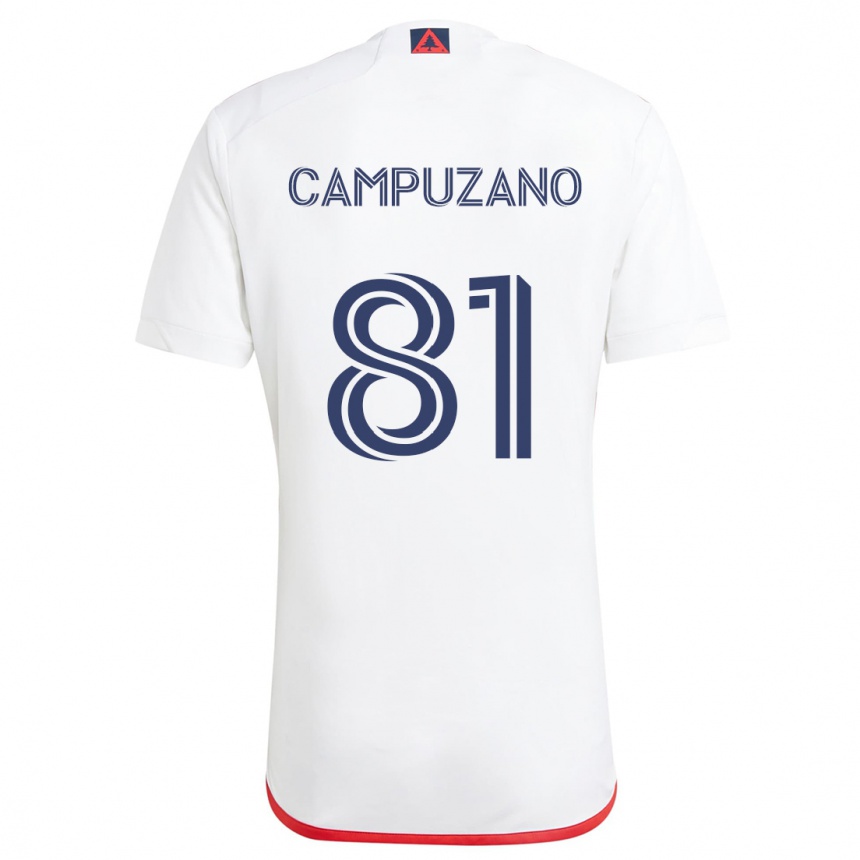 Niño Fútbol Camiseta Nico Campuzano #81 Blanco Rojo 2ª Equipación 2024/25 Argentina