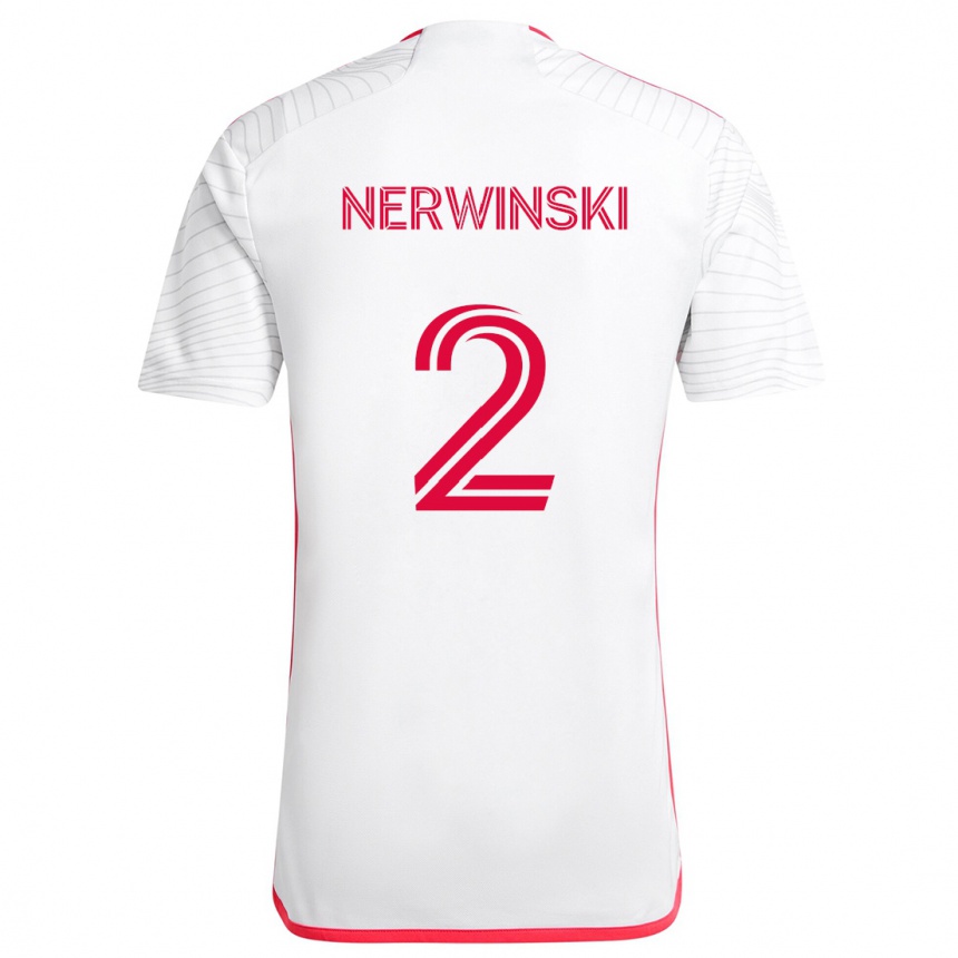 Niño Fútbol Camiseta Jake Nerwinski #2 Blanco Rojo 2ª Equipación 2024/25 Argentina