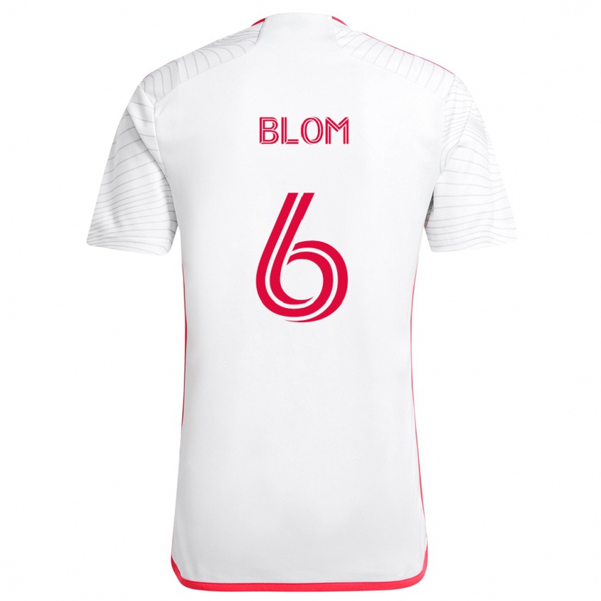 Niño Fútbol Camiseta Njabulo Blom #6 Blanco Rojo 2ª Equipación 2024/25 Argentina