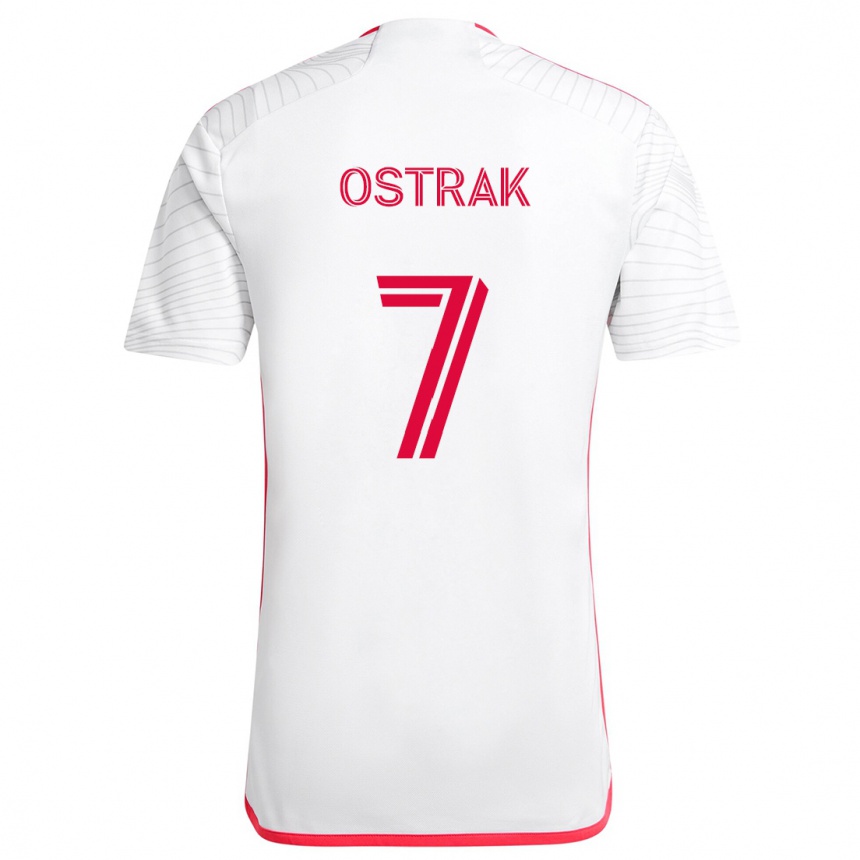 Niño Fútbol Camiseta Tomás Ostrák #7 Blanco Rojo 2ª Equipación 2024/25 Argentina