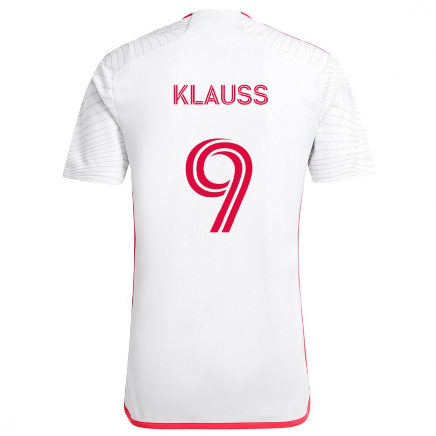 Niño Fútbol Camiseta João Klauss #9 Blanco Rojo 2ª Equipación 2024/25 Argentina