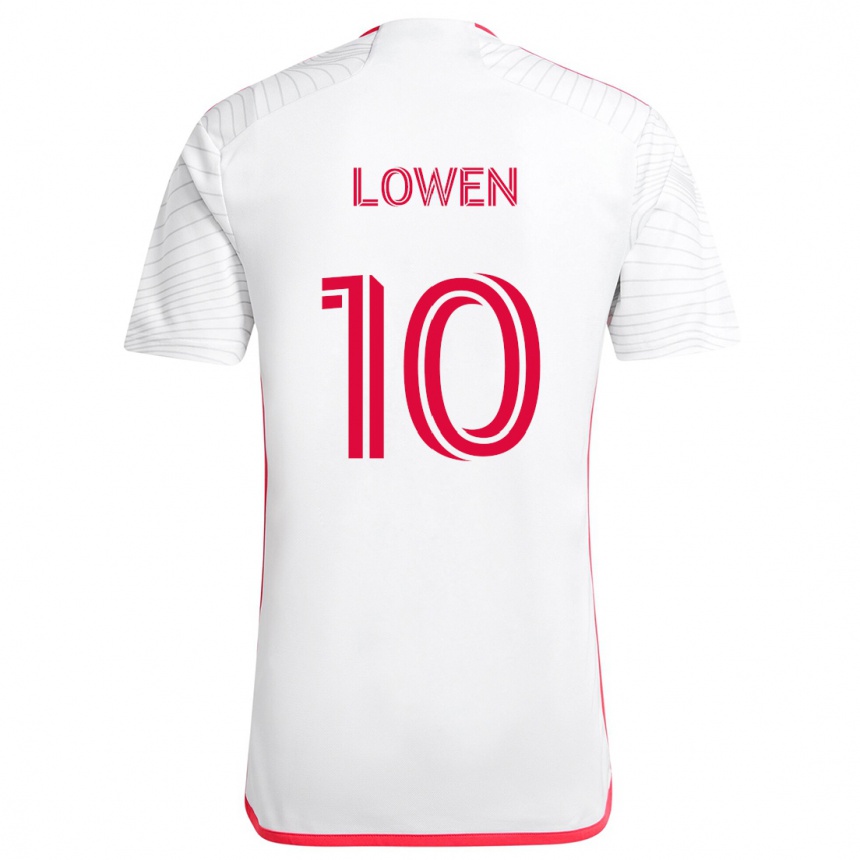 Niño Fútbol Camiseta Eduard Löwen #10 Blanco Rojo 2ª Equipación 2024/25 Argentina